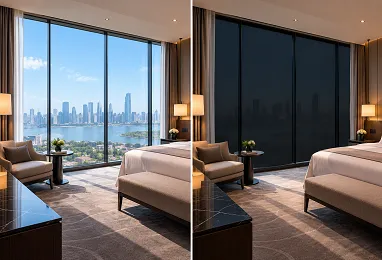 DLC Smart Glass for Hotel Window Privacy & Solar Control
